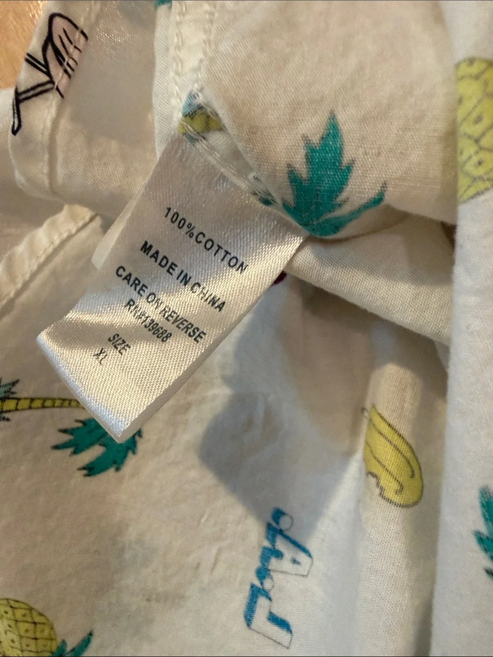Univibe White Short-Sleeve Button-Down Shirt with Tropical Print - Picture 3 of 3